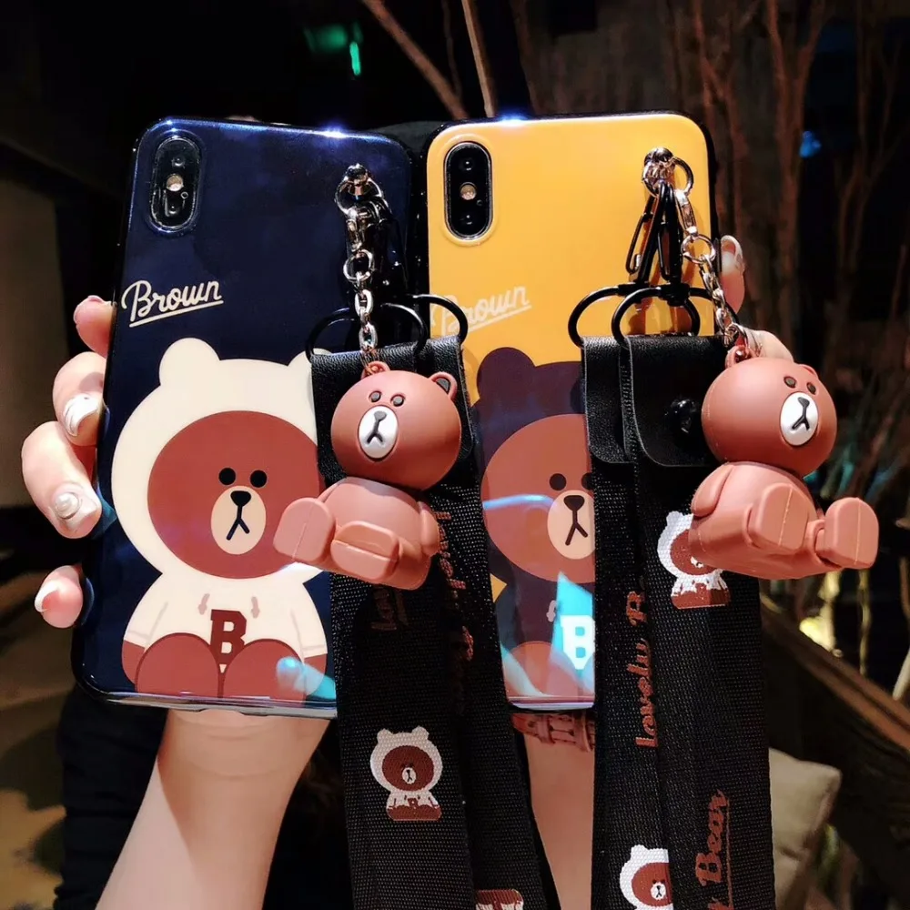 Fashion Blu Ray Cases For iPhone X 6 6S 7 8 Plus Cute Brown Bear Cony Blue Light Case Phone Holder Doll Stand Lanyard Back Cover
Fashion Blu Ray Cases For iPhone X 6 6S 7 8 Plus Cute Brown Bear Cony Blue Light Case Phone Holder Doll Stand Lanyard Back Cover