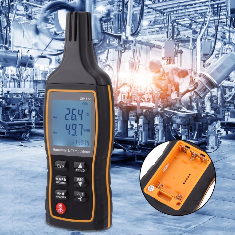 SW-572 LCD Thermometer Handheld Digital Temperature Detector Hygrometer Humidity Monitor Digital Temperature Detector
SW-572 LCD Thermometer Handheld Digital Temperature Detector Hygrometer Humidity Monitor Digital Temperature Detector