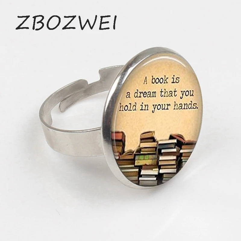 ZBOZWEI 2018 New Library a Book is a Drem That You Hold in Your Hands Old Books Photo Cabochon Ring Vintage Books Ring
ZBOZWEI 2018 New Library a Book is a Drem That You Hold in Your Hands Old Books Photo Cabochon Ring Vintage Books Ring