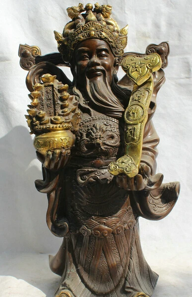 JP S0524 20" Chinese Bronze Gild Folk stand treasure bowl Mammon Money Wealth God Statue Discount 35%
JP S0524 20" Chinese Bronze Gild Folk stand treasure bowl Mammon Money Wealth God Statue Discount 35%
