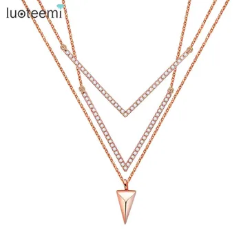 LUOTEEMI Elegant Double V Shape Necklace Micro Paved Cubic Zircon Triangle Pendants 3pcs Link Chain Jewelry For Women Gifts
LUOTEEMI Elegant Double V Shape Necklace Micro Paved Cubic Zircon Triangle Pendants 3pcs Link Chain Jewelry For Women Gifts