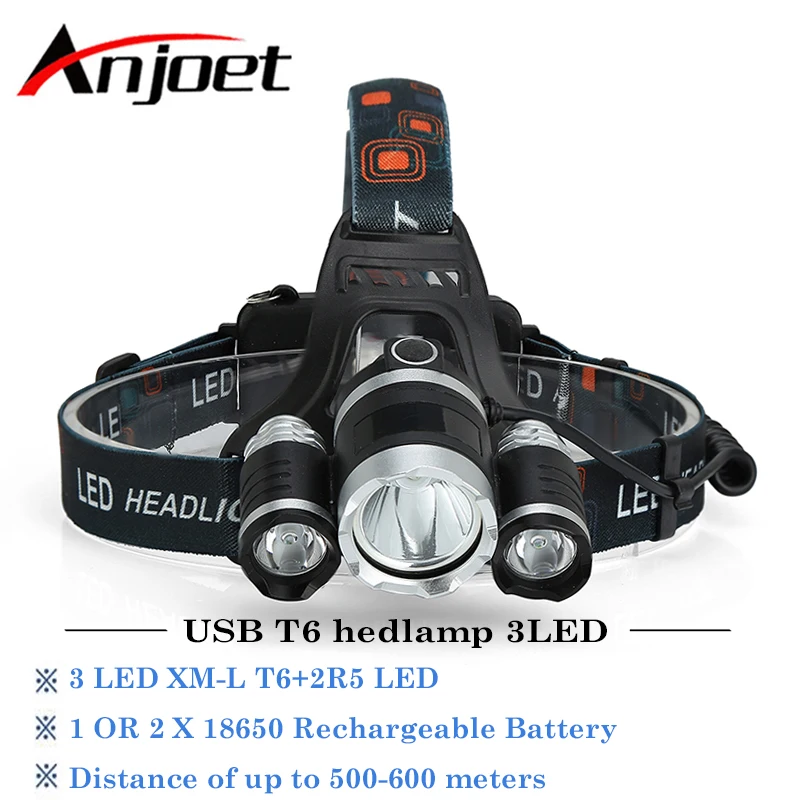 Anjoet LED Headlight 9000 lumens headlamp cree xml t6 Headlights Lantern 4 mode waterproof torch head 18650 Rechargeable Battery
Anjoet LED Headlight 9000 lumens headlamp cree xml t6 Headlights Lantern 4 mode waterproof torch head 18650 Rechargeable Battery