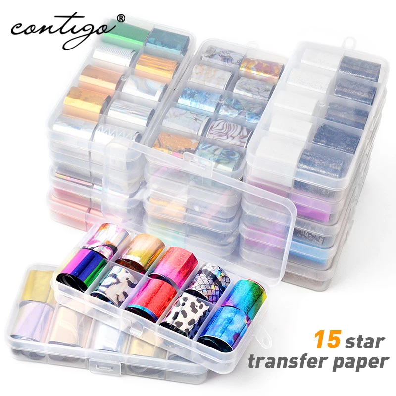 Contigo 10 Design/set Foil for Nails Star Transfer Holographic Nail Sticker Colorful Sliders UV Gel Nail Art Decorations Decals
Contigo 10 Design/set Foil for Nails Star Transfer Holographic Nail Sticker Colorful Sliders UV Gel Nail Art Decorations Decals