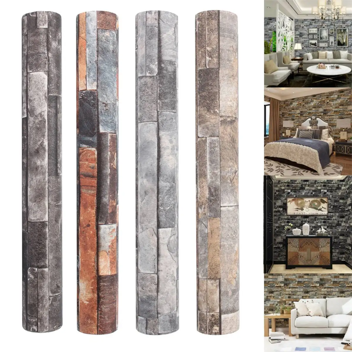10M 3D Brick Stone Textured Wallpaper Roll Art Wall Paper Wall Stickers Modern Home Room Office Decoration 4 Patterns Supplies
10M 3D Brick Stone Textured Wallpaper Roll Art Wall Paper Wall Stickers Modern Home Room Office Decoration 4 Patterns Supplies