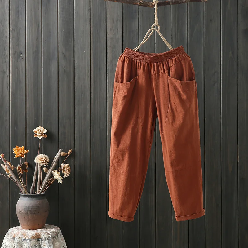 Johnature Harem Pants Casual Loose Elastic Waist Ankle-length Pants Solid Color 2019 New Summer Clothes Cotton Linen Women Pants
Johnature Harem Pants Casual Loose Elastic Waist Ankle-length Pants Solid Color 2019 New Summer Clothes Cotton Linen Women Pants