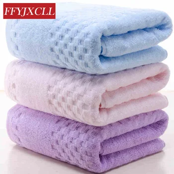 

70x140cm Large Size 1 Piece Bath Towels for Adults Cotton Solid Color Lattice Water Absorption 100%Cotton Towel Bathroom