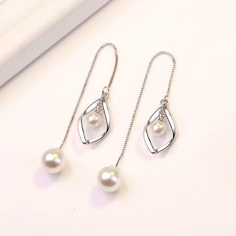 Elegant Korea Style Imitation Pearls Drop Earrings For Women Spiral Long Ear Line White Gold Color Gifts Fashion Jewelry KAE295
Elegant Korea Style Imitation Pearls Drop Earrings For Women Spiral Long Ear Line White Gold Color Gifts Fashion Jewelry KAE295