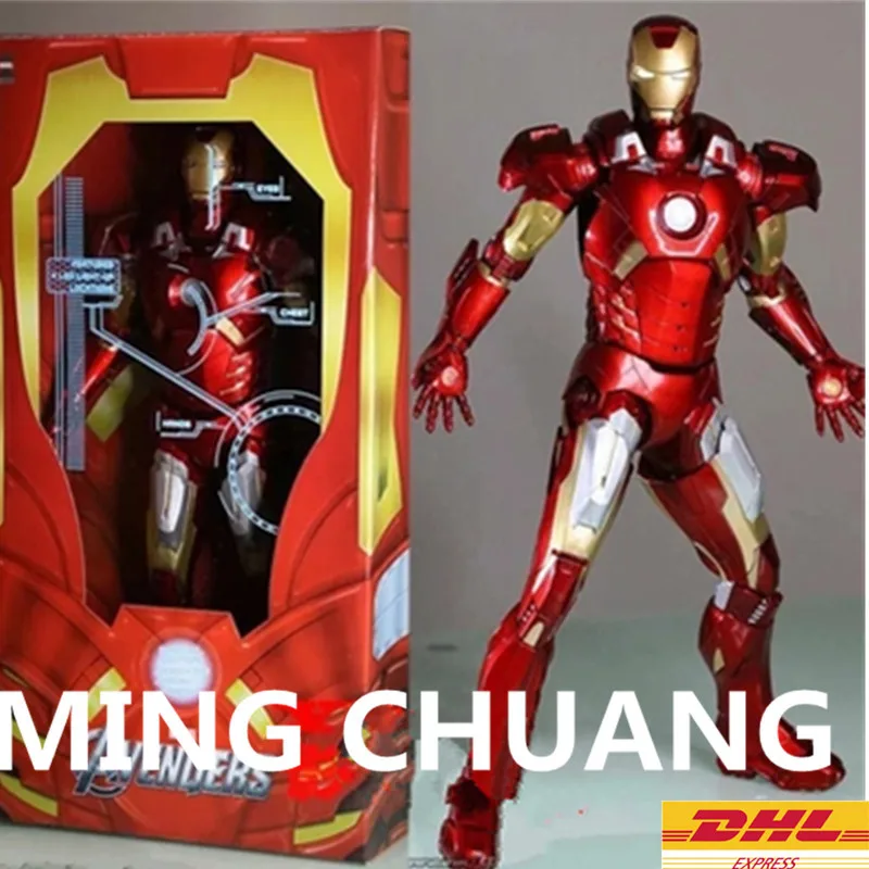 

18"Avengers Infinity War Justice League Superhero Red Iron Man With LED Light PVC Action Figure Collectible Model Toy BOX J134