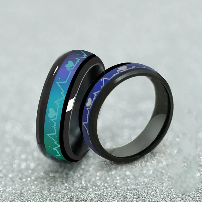 Модные титановые черные кольца MMS для настроения обручальные с температурой