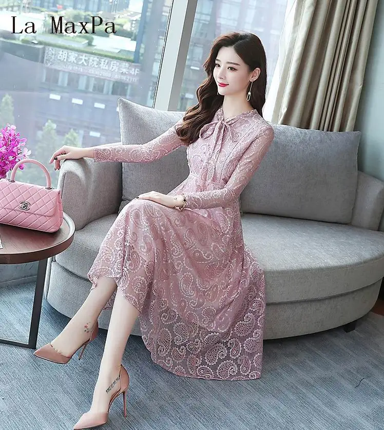 2018 Autumn Winter New 2XL Plus Size Vintage Lace Black Midi Dresses Women Bodycon Pink Dress Party Long Sleeve Runway Vestidos
2018 Autumn Winter New 2XL Plus Size Vintage Lace Black Midi Dresses Women Bodycon Pink Dress Party Long Sleeve Runway Vestidos
