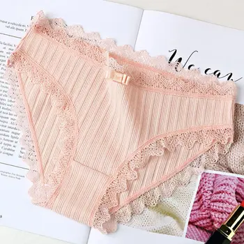 Women Cotton Panties Plus Size Female Solid Color Ribbed Breathable Briefs Sexy Lace Edge Underwear
Women Cotton Panties Plus Size Female Solid Color Ribbed Breathable Briefs Sexy Lace Edge Underwear