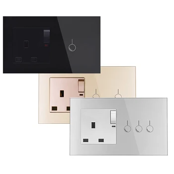 UK Standard 13A Wall Power Socket with 1/2 Gang 1 Way Touch Switch Tempered Crystal Glass Panel Wall Light Touch Switch Socket
UK Standard 13A Wall Power Socket with 1/2 Gang 1 Way Touch Switch Tempered Crystal Glass Panel Wall Light Touch Switch Socket