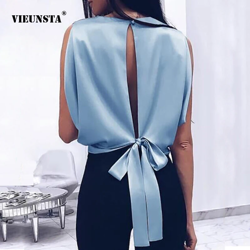 VIEUSTA Sexy Women Sleeveless Silky Tank Tee Summer Solid Backless Lace Up Bow T-Shirt Causal Sweetly Hollow out Tee tops Femme
VIEUSTA Sexy Women Sleeveless Silky Tank Tee Summer Solid Backless Lace Up Bow T-Shirt Causal Sweetly Hollow out Tee tops Femme