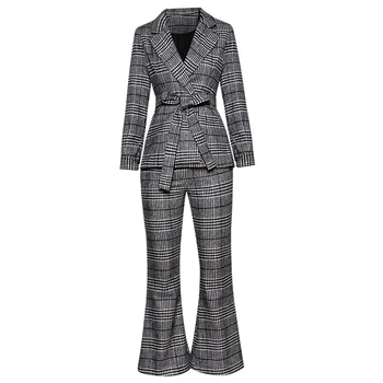 Hot Sale Women Plaid Wool Long Sleeve Wool Top And Long Pant Suits Wih Belt K1277
Hot Sale Women Plaid Wool Long Sleeve Wool Top And Long Pant Suits Wih Belt K1277