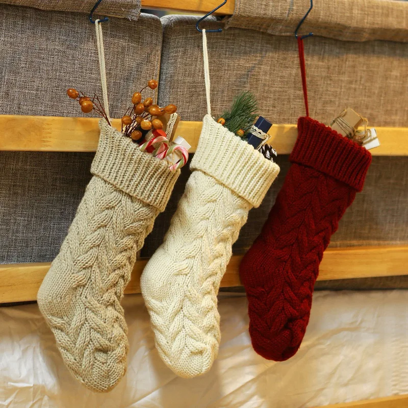 La MaxPa Home Decoration Knitted Wool Hanging Gift Bag Twist Leaf Flower Candy Christmas Socks 37cm k2114
La MaxPa Home Decoration Knitted Wool Hanging Gift Bag Twist Leaf Flower Candy Christmas Socks 37cm k2114