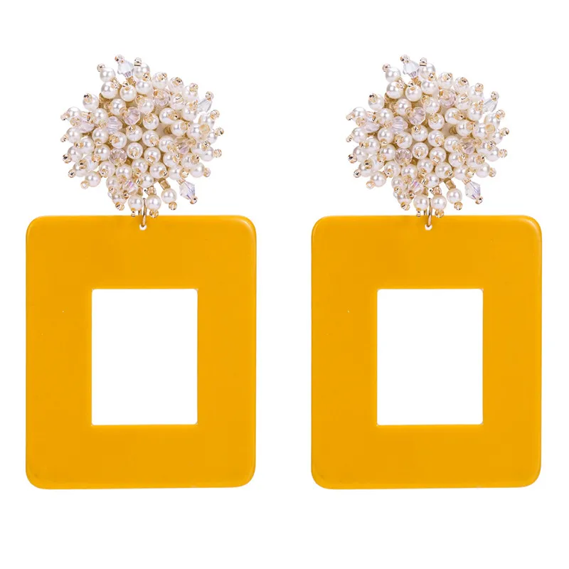 Imitaion Pearl Beads Stud Women Dangle Earrings Big Hollow Square Drop Marble Pattern Exaggerated Drop Earrings 3A2012
Imitaion Pearl Beads Stud Women Dangle Earrings Big Hollow Square Drop Marble Pattern Exaggerated Drop Earrings 3A2012