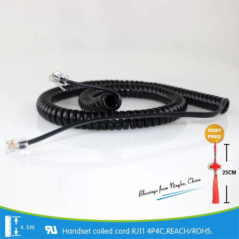 4.5M spring telephone line RJ11 4P4C oxygen-free copper conductor FAX cables Certification in accordance with EU standards
4.5M spring telephone line RJ11 4P4C oxygen-free copper conductor FAX cables Certification in accordance with EU standards