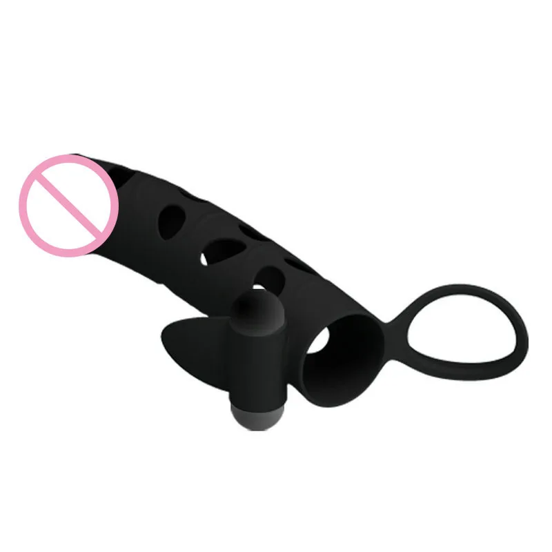 Reusable Condom Male Lock Cock Ring Penis Delay Lasting Exlarger Vibrator Realistic Penis Sleeve Penis Extension Set For Man O2