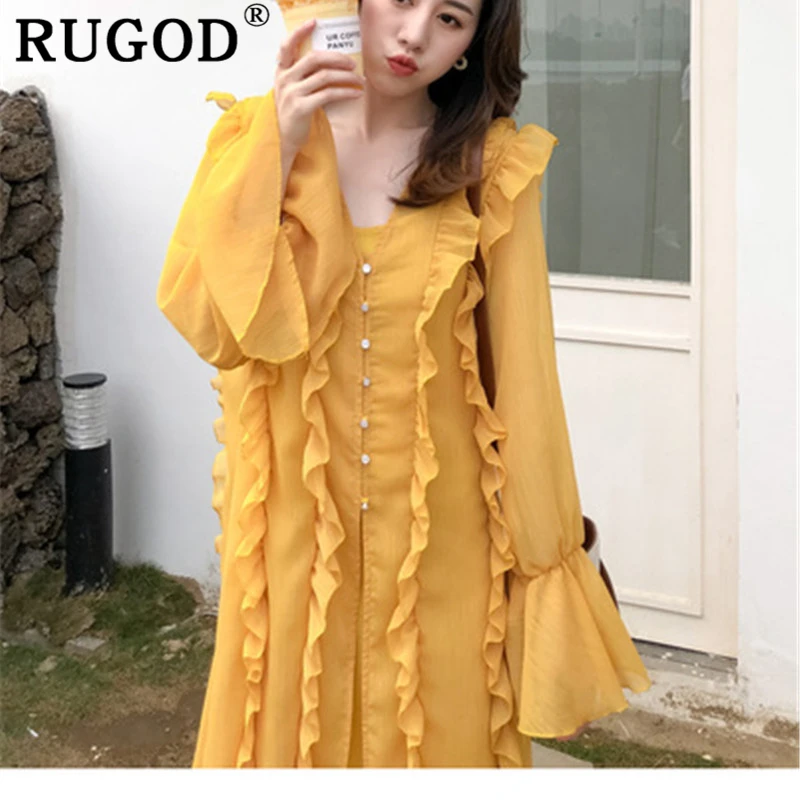 RUGGED Elegant ruffle flare sleeve women dress Korean chic knee-length chiffon dress female clothing Fashion beading party dress
RUGGED Elegant ruffle flare sleeve women dress Korean chic knee-length chiffon dress female clothing Fashion beading party dress