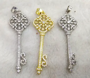 Wholeslae 6sets CZ Micro Pave Key Pendant, CZ Micro Pave Key Charm 38-50mm, Cubic Zirconia Pave Focal Finding
Wholeslae 6sets CZ Micro Pave Key Pendant, CZ Micro Pave Key Charm 38-50mm, Cubic Zirconia Pave Focal Finding