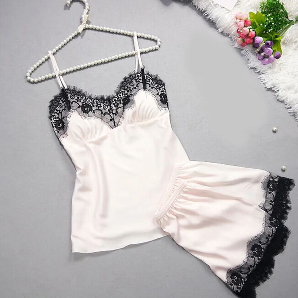 2019 Women Sexy Underwear Sleepwear Sleeveless Strap Nightwear Lace Trim Satin Cami Top Pajama Sets Erotic Lingerie Christmas
2019 Women Sexy Underwear Sleepwear Sleeveless Strap Nightwear Lace Trim Satin Cami Top Pajama Sets Erotic Lingerie Christmas