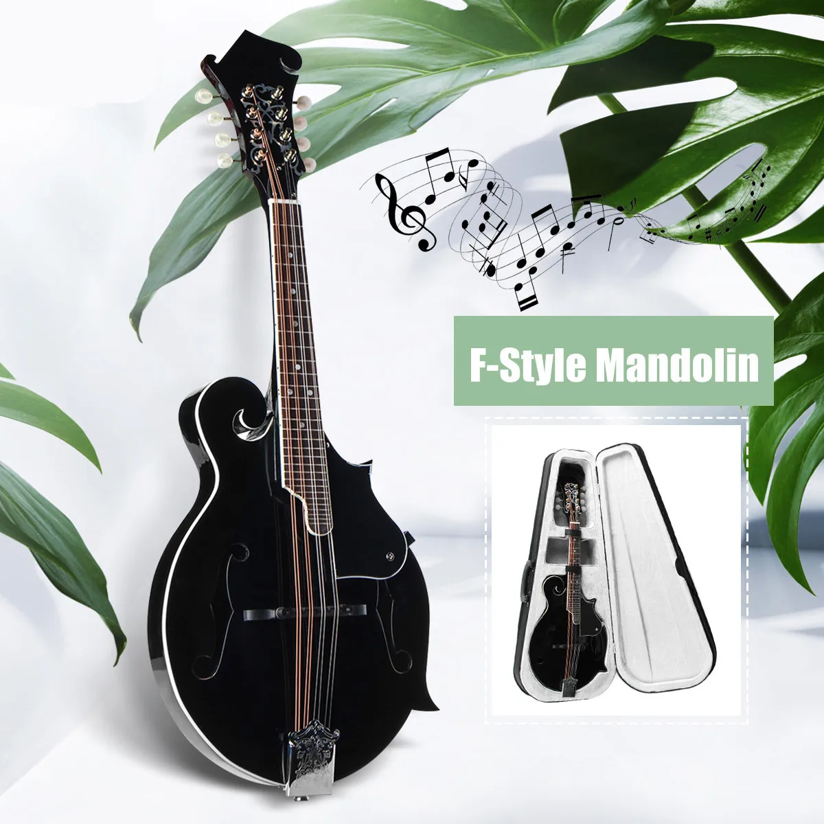 F Style 8 Strings Black Mandolin With Rosewood Steel String Adjustable Bridge Music Instrument With Bag And 2 Picks
F Style 8 Strings Black Mandolin With Rosewood Steel String Adjustable Bridge Music Instrument With Bag And 2 Picks