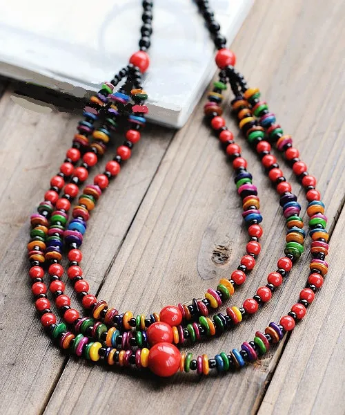 Original Bohemian Multilayer Necklace Three-row Red Cinnabar Colored Shell Black Ceramic Beads Handmade Long Sweater Necklace
Original Bohemian Multilayer Necklace Three-row Red Cinnabar Colored Shell Black Ceramic Beads Handmade Long Sweater Necklace