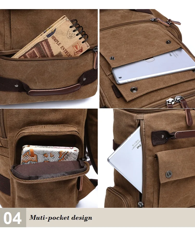 Men Laptop Backpack 15 Inch Rucksack Canvas School Bag Travel Backpacks for Teenage Male Notebook Bagpack Computer Knapsack Bags 16