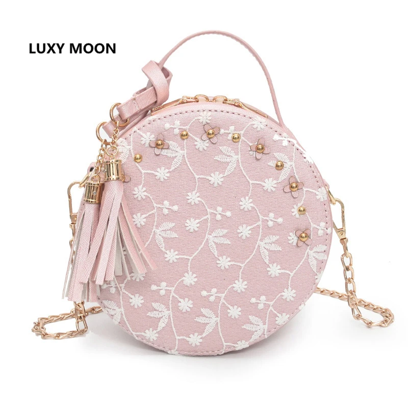 New Women Fashion Top- Handle Bags for Women Lace Floral Designer Flap Sac a main PU Leather Small Round Pink Messenger Bags A76
New Women Fashion Top- Handle Bags for Women Lace Floral Designer Flap Sac a main PU Leather Small Round Pink Messenger Bags A76