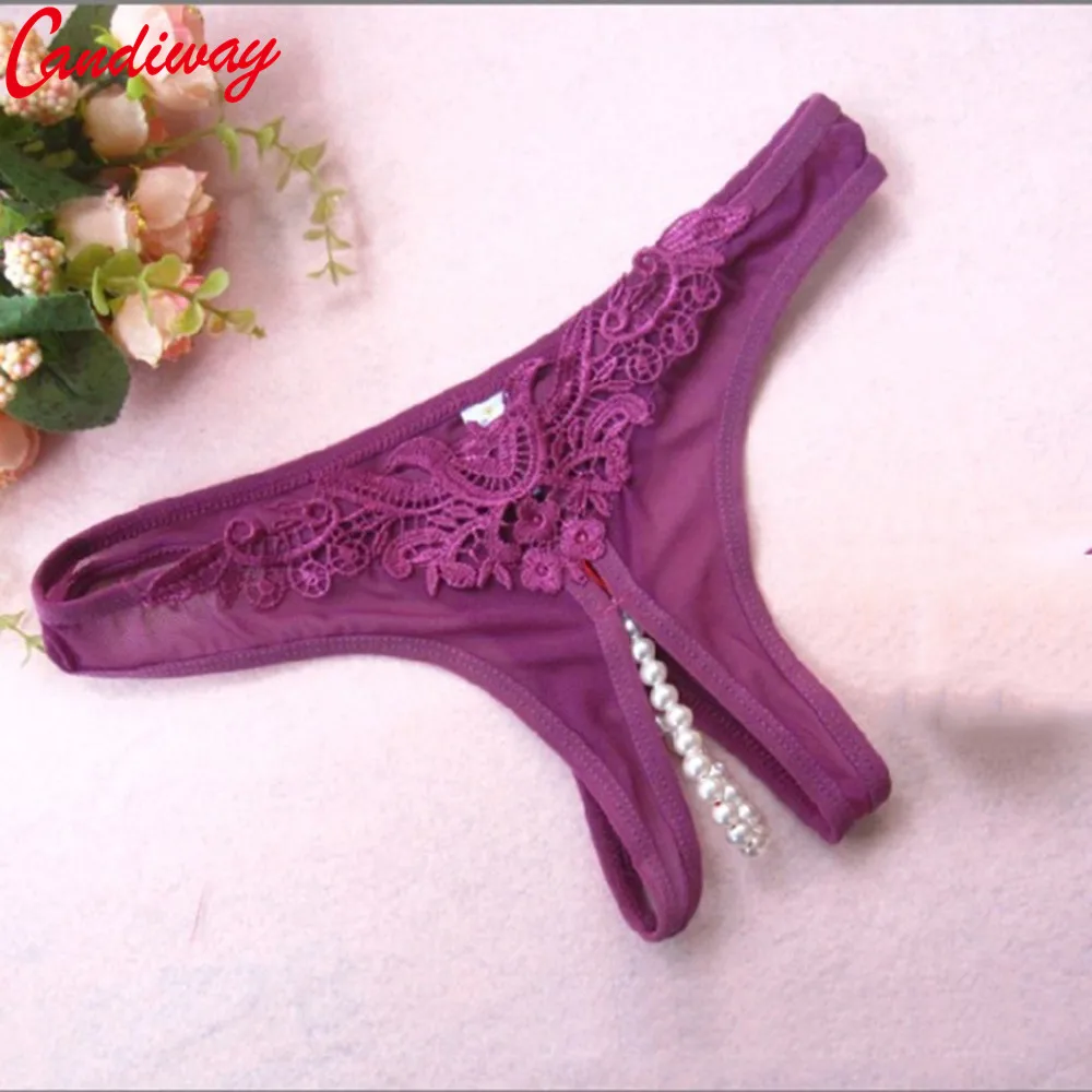 

Candiway Sexy Women's panties Lace Panty Product More Adult Fun costumes Purple Color open crotch Underwear