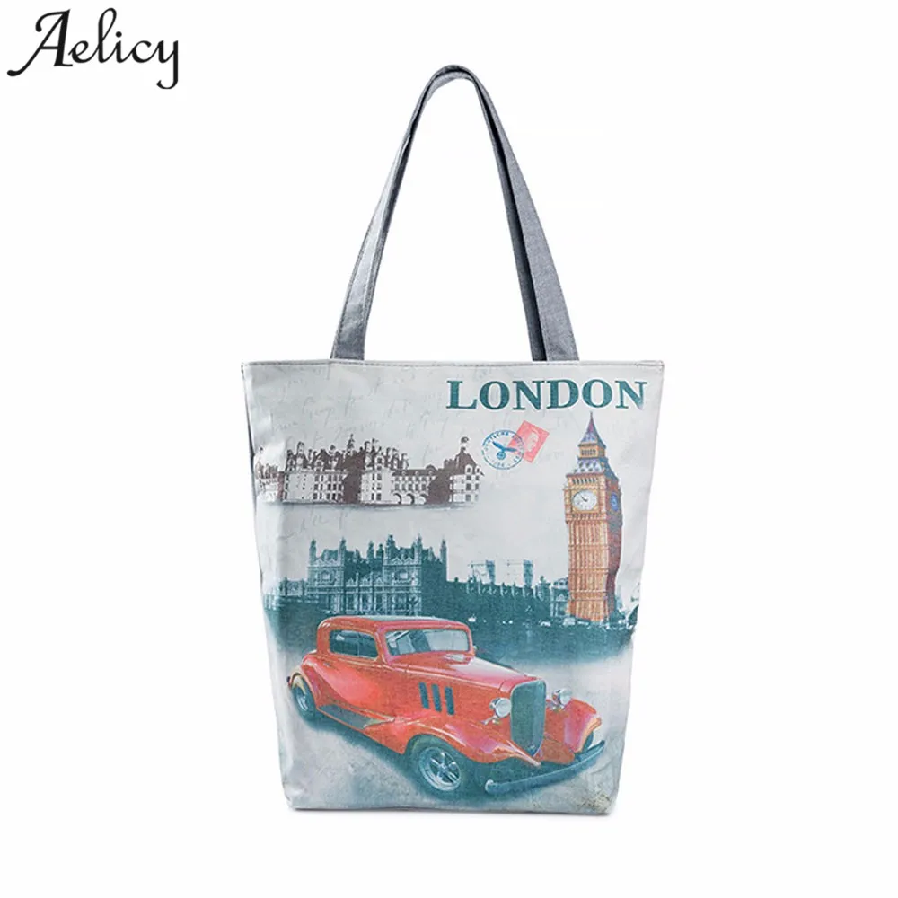 

Aelicy London Big Ben Canvas Tote Casual Beach Bags Women Shopping Bag Handbags Girls Large Capacity Daily Use Handbag