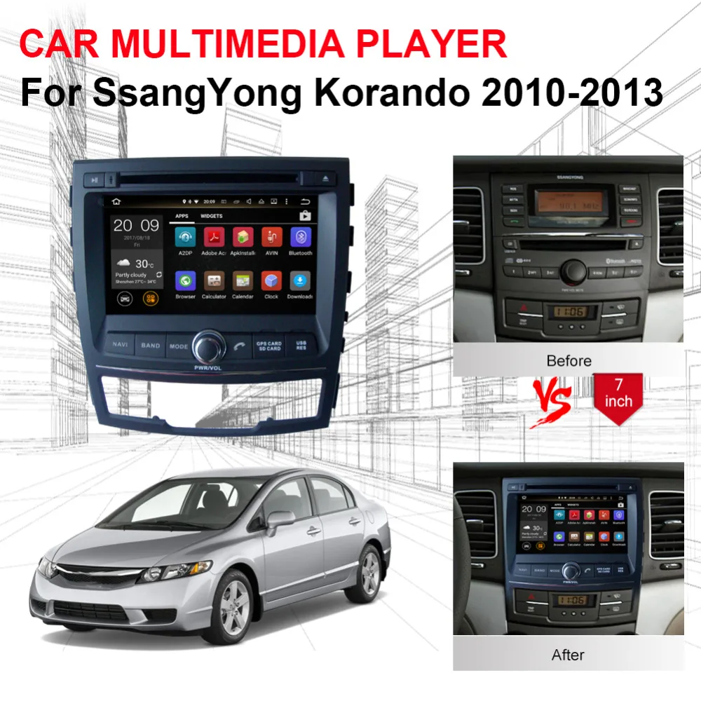4GB RAM Android 8.0 Octa Core Car GPS Navigation For SsangYong Korando 2010 2011 2012 2013 Car Radio Stereo Multimedia Player
4GB RAM Android 8.0 Octa Core Car GPS Navigation For SsangYong Korando 2010 2011 2012 2013 Car Radio Stereo Multimedia Player