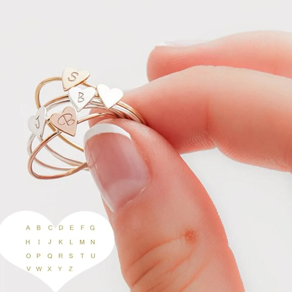 Personalized Hand Stamped Stacking A-Z Initial Ring Bohemian Engraved Letter Rings for Women Gold Color Heart Rings
Personalized Hand Stamped Stacking A-Z Initial Ring Bohemian Engraved Letter Rings for Women Gold Color Heart Rings
