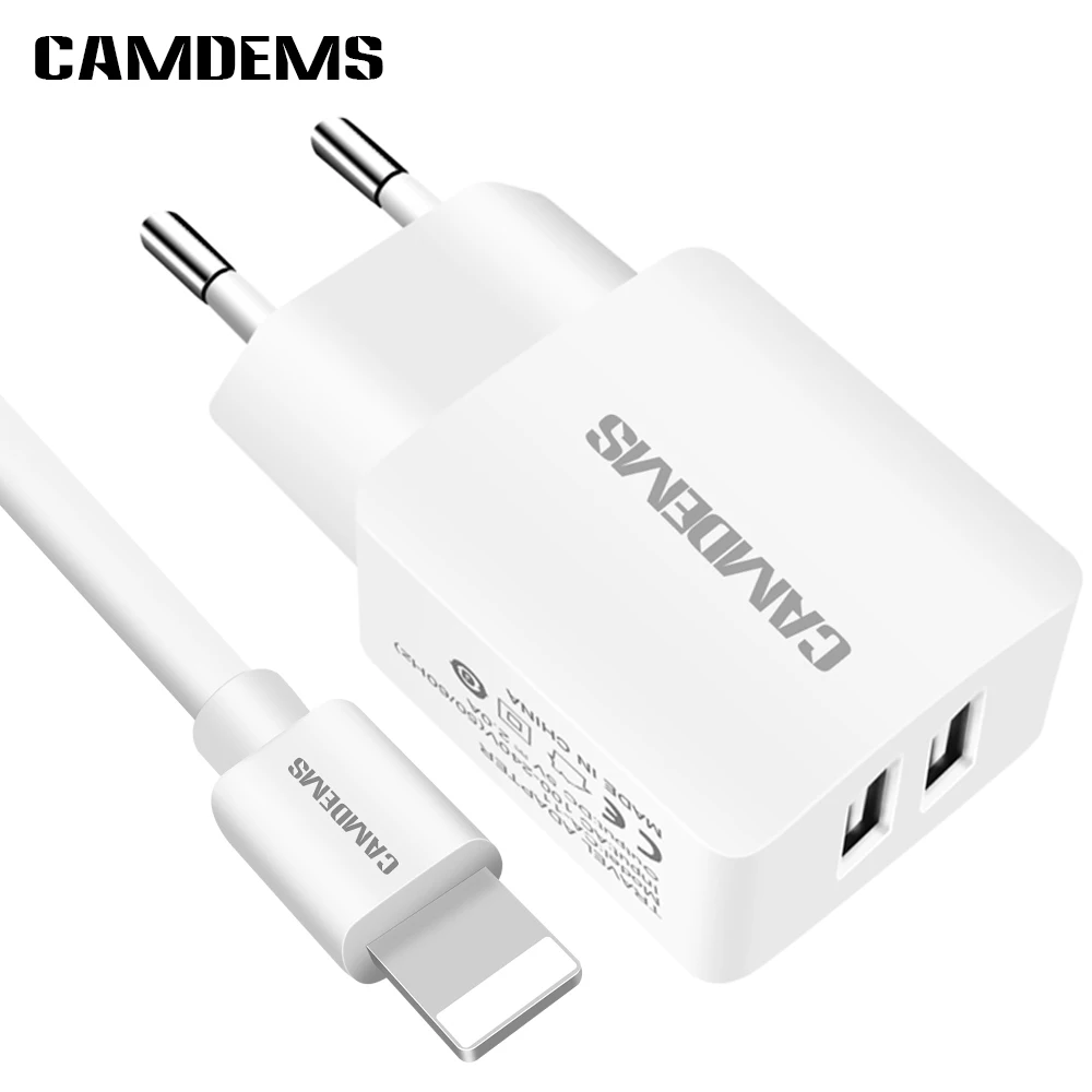 CAMDEMS for iPhone 7 Fast Charger Adapter 8 Pin For iPhone 6 6S Plus 5 5S SE iPad mobile phone cable + EU AC Travel Wall charger
CAMDEMS for iPhone 7 Fast Charger Adapter 8 Pin For iPhone 6 6S Plus 5 5S SE iPad mobile phone cable + EU AC Travel Wall charger