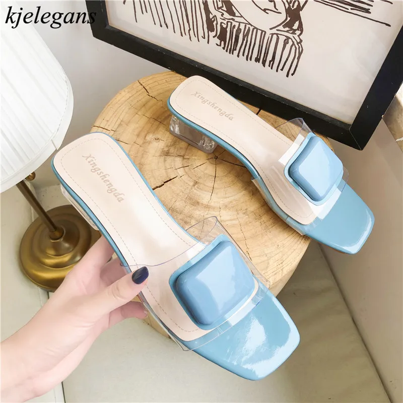 shoes 2019 summer candy colors square head women slippers Transparent vamp outdoor coarse mid-heels slides zapatillas mujer 
shoes 2019 summer candy colors square head women slippers Transparent vamp outdoor coarse mid-heels slides zapatillas mujer