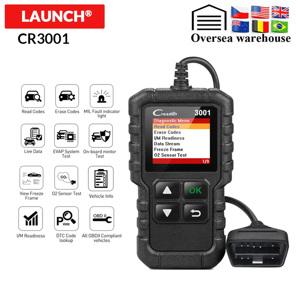 LAUNCH X431 CR3001 OBD2 Scanner Support Full OBD II/EOBD Launch Creader 3001 Auto Scanner diagnostic PK CR319 ELM327 V1.5 v2.1
LAUNCH X431 CR3001 OBD2 Scanner Support Full OBD II/EOBD Launch Creader 3001 Auto Scanner diagnostic PK CR319 ELM327 V1.5 v2.1