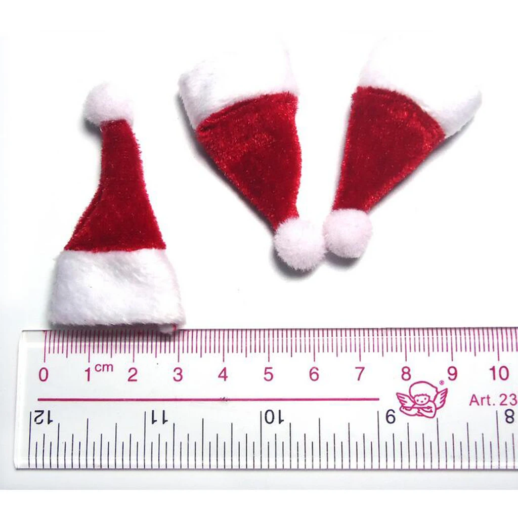 3pcs 1/12 Scale Santa Claus Hat Dollhouse Miniature Christmas Life Scenes Decoration Accessories