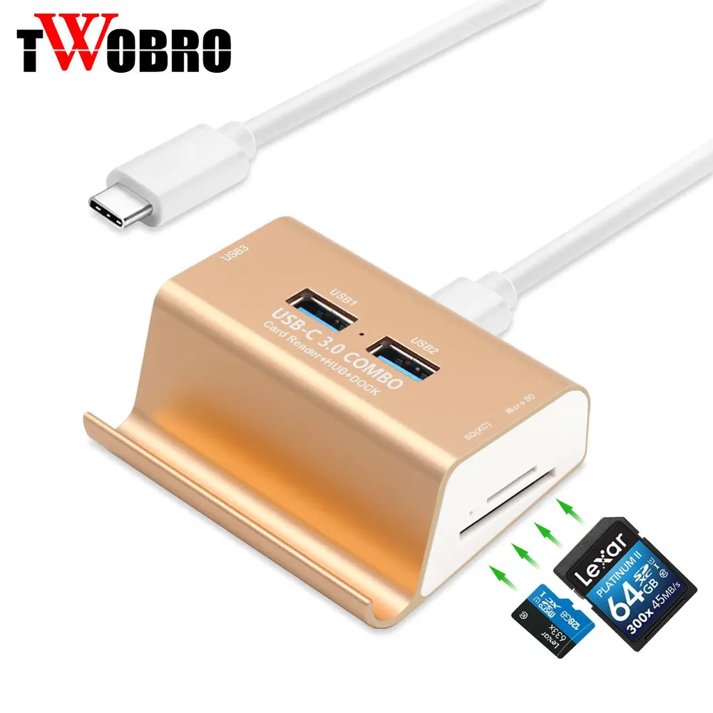 Новый алюминиевый USB-C 3 0 концентратор с портами концентратор/док-станция/TF SD