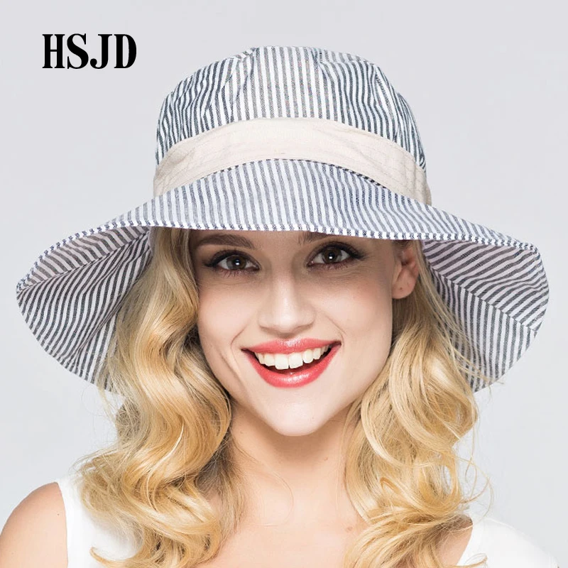 2018 Fashion Summer Women Cotton Linen Stripe Wide Brim Bucket cap Sunhats Bowknot Breathable Beach Hat Female Outdoor Travel
2018 Fashion Summer Women Cotton Linen Stripe Wide Brim Bucket cap Sunhats Bowknot Breathable Beach Hat Female Outdoor Travel