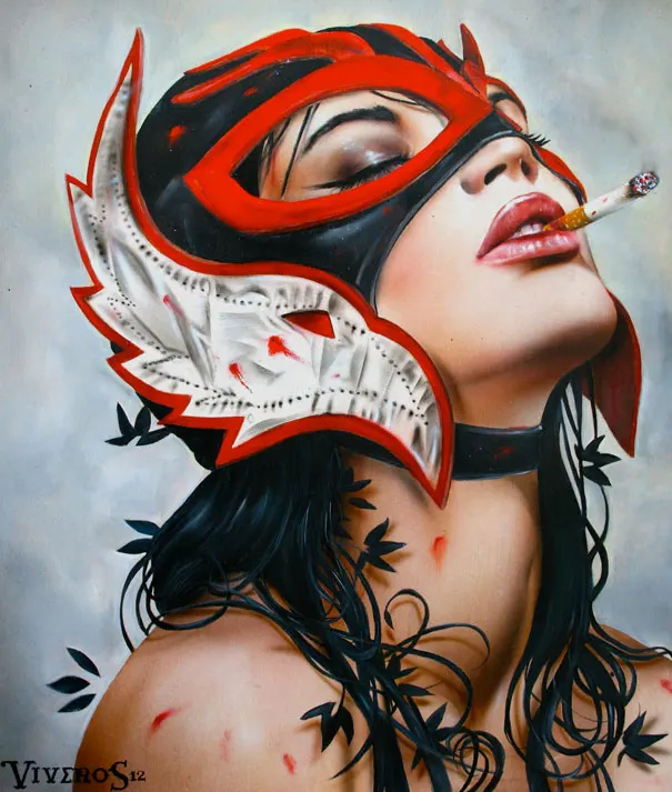 Handmade Oil Painting Reproduction on Canvas Smoking Red-lip Sexy Nude Paintings by Brian M. Viveros The picture on the wall
Handmade Oil Painting Reproduction on Canvas Smoking Red-lip Sexy Nude Paintings by Brian M. Viveros The picture on the wall