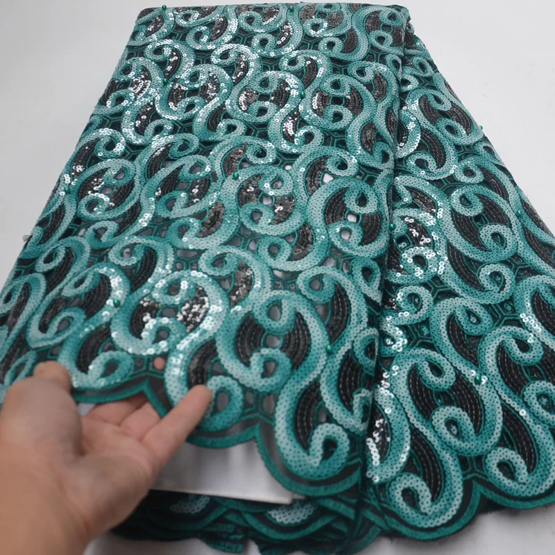 High quality teal green African handcut organza lace fabric with allover sequins embroidery and beads for party dress OP128
High quality teal green African handcut organza lace fabric with allover sequins embroidery and beads for party dress OP128