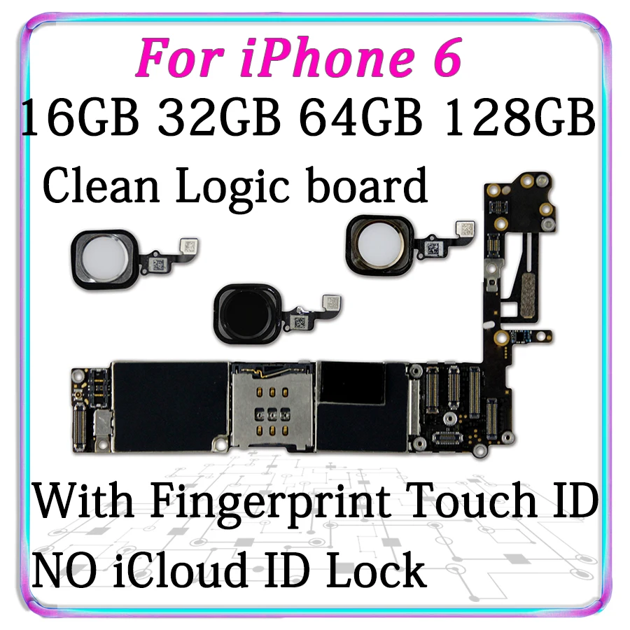 16GB 64GB 128GB For iPhone 6 Original Motherboard Unlocked panel Free iCloud IOS Logic Board With Fingerprint Home Button MB
16GB 64GB 128GB For iPhone 6 Original Motherboard Unlocked panel Free iCloud IOS Logic Board With Fingerprint Home Button MB