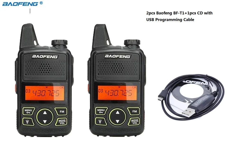 2pcs PPT BF-T1+1 CD withProgramming cable Portable radio MINI Walkie Talkie Dual Ham radio communicador two way radio baofeng T1
2pcs PPT BF-T1+1 CD withProgramming cable Portable radio MINI Walkie Talkie Dual Ham radio communicador two way radio baofeng T1