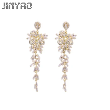 JINYAO Luxurious Zircons Long Earrings for Women Yellow Gold Color Bridal Wedding Stud Earrings Engagement Gift
JINYAO Luxurious Zircons Long Earrings for Women Yellow Gold Color Bridal Wedding Stud Earrings Engagement Gift