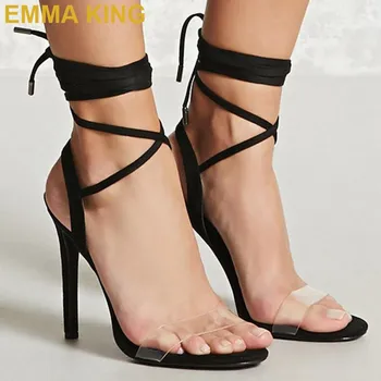 Fashion Black & Clear PVC Patchwork Sandals Cross-tied Lace Up Women Sandals Sexy High Heels Female Summer Shoes Party Sandals
Fashion Black & Clear PVC Patchwork Sandals Cross-tied Lace Up Women Sandals Sexy High Heels Female Summer Shoes Party Sandals