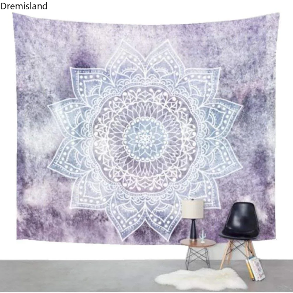 

Dremisland Mandala Tapestry Wall Hangings Ombre bohem Indian Wall Tapisserie Decorations for Bedroom Light Purple Curtains tapiz