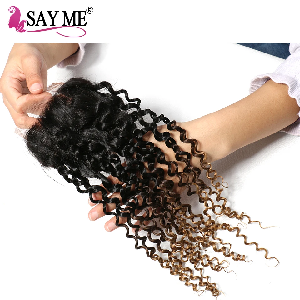 SAY ME Ombre Brazilian Kinky Curly Closure 1b/4/27 Blonde 3 Three Tone Free Part 4x4 Remy Human Hair Lace Closure Piece
SAY ME Ombre Brazilian Kinky Curly Closure 1b/4/27 Blonde 3 Three Tone Free Part 4x4 Remy Human Hair Lace Closure Piece