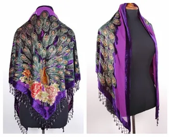 Purple Chinese Women's Triangle Velvet Silk Beaded Embroidery Shawl Scarf Wrap Scarves Peafowl Free Shipping WS005-D
Purple Chinese Women's Triangle Velvet Silk Beaded Embroidery Shawl Scarf Wrap Scarves Peafowl Free Shipping WS005-D