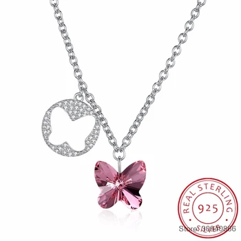 Cute Butterfly Necklace Pendant Blue/Pink Crystals From Real 925 Sterling Silver Chain Necklace Choker For Women Girl
Cute Butterfly Necklace Pendant Blue/Pink Crystals From Real 925 Sterling Silver Chain Necklace Choker For Women Girl