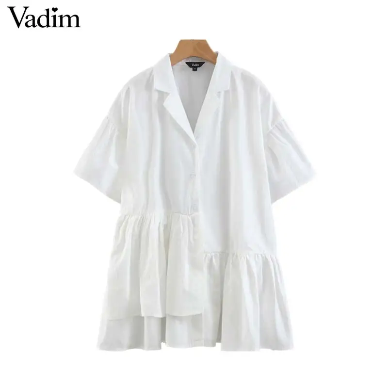Vadim women elegant white loose pleated V neck blouse short sleeve female flare sleeve shirts chic office wear tops blusas DA384
Vadim women elegant white loose pleated V neck blouse short sleeve female flare sleeve shirts chic office wear tops blusas DA384